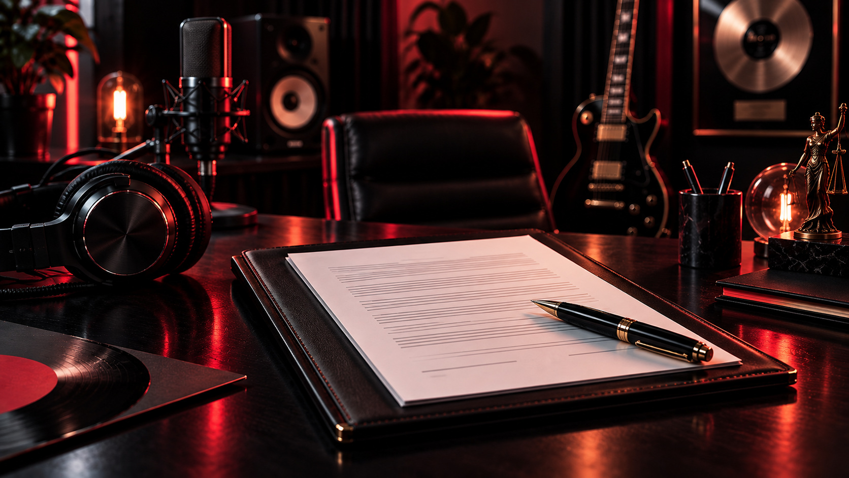 Artist signing a contract with a music label