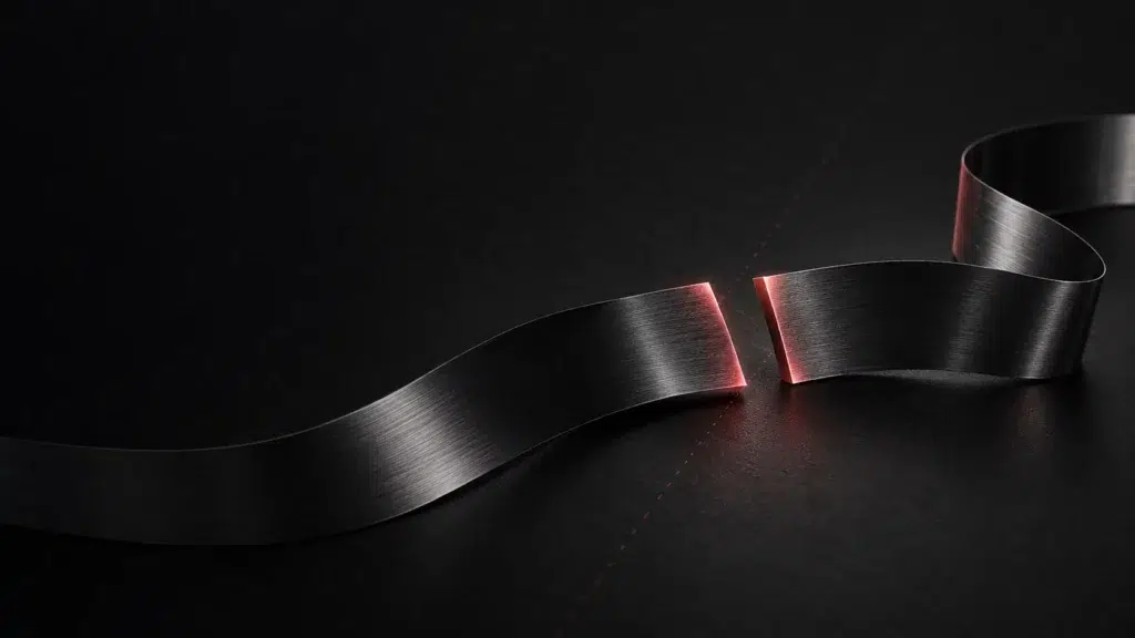Deux segments de ruban audio séparés par un mince espace.